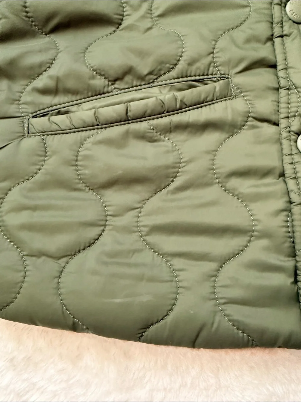 Gap Reversible Kids Olive Green Quilted Sherpa Fleece Jacket Size 3T